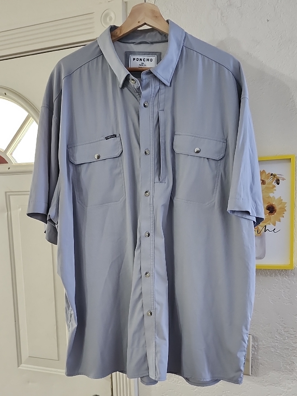 Poncho Outdoors Men's Original Short Sleeve Shirt Grey Fox XXL EUC Gorpcore
